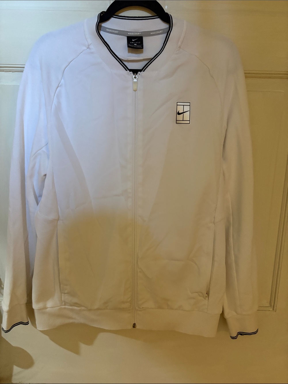 Nike White Full-Zip Bomber Jacket with Black Trim